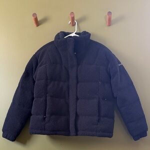Columbia Women's Ruby Falls Novelty Jacket BLACK SHERPA Size Large - like new